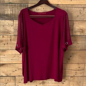 Scarlett Deep Red Blouse with Sleeve Details